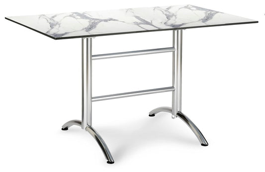 Klapptisch Firenze 130x80cm eckig Silber / Marmor hell