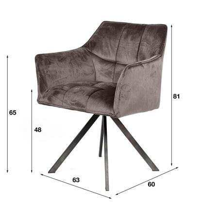 Esszimmergruppe 5-teilig Esstisch Rund Ø120 cm Massivholz Saja Armlehnenstuhl Samt / Anthrazit