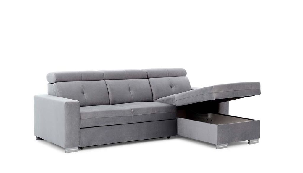 Fresia Ecksofa 247 x 176 cm Hellblau (Velour)