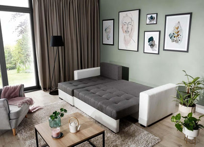 Newark Ecksofa 237 x 150 cm Grau / Hellgrau (Webstoff)