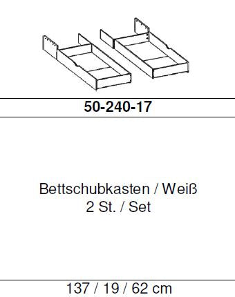 Turin 2 Stück Bettschubkasten Weiß