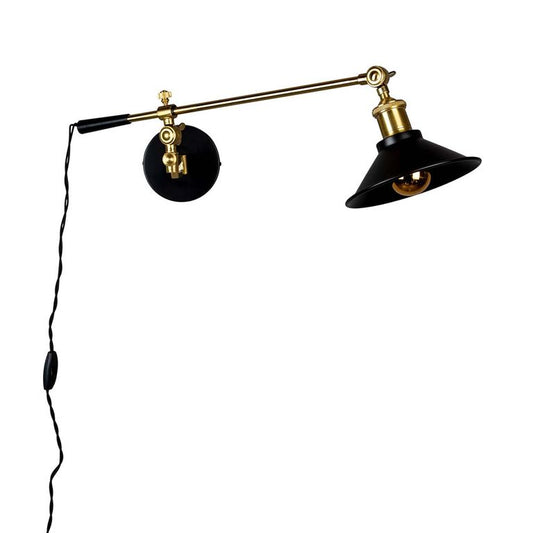 Penelope Wandlampe E27 Schwarz / Gold