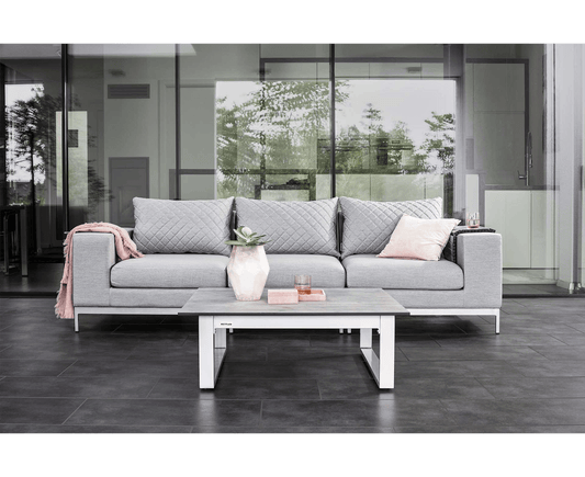 Kettler Gartenlounge 3-Sitzer Ego Modular mit Couchtisch 95 x 95 cm Silber / Sunbrella