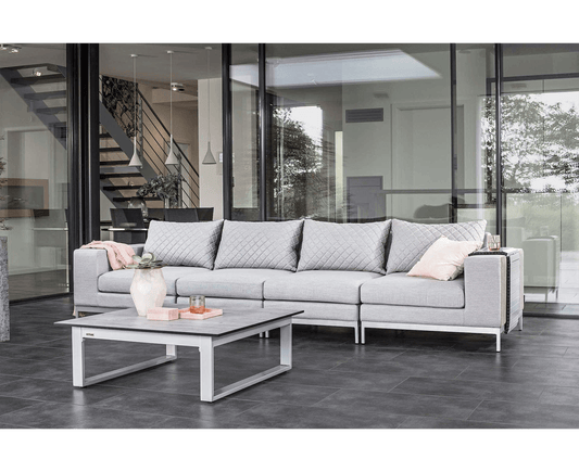 Kettler Gartenlounge 4-Sitzer Ego Modular mit Couchtisch 95 x 95 cm Silber / Sunbrella