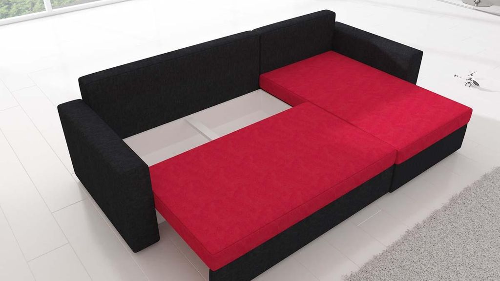 Livio Ecksofa 237 x 150 cm Schwarz (Velour)