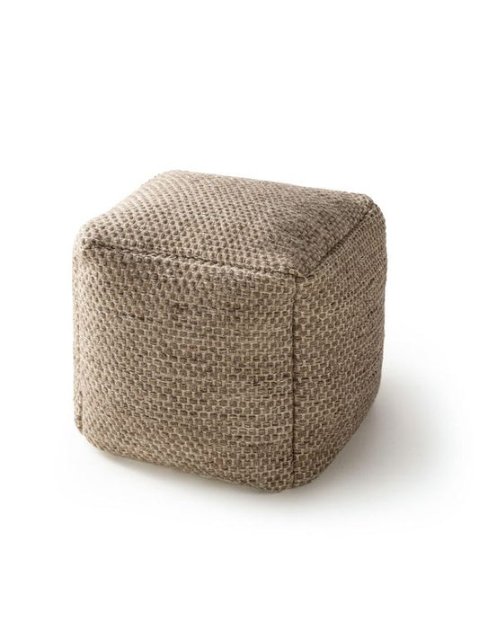 Handgefertigter Woll-Pouf Rocco 45x45x45 cm Taupe