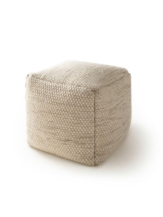 Handgefertigter Woll-Pouf Rocco 45x45x45 cm Creame