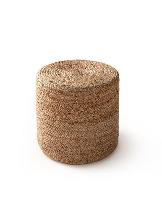 Handgefertigter Jute-Pouf Jutta 40x40x40 cm Hellbraun