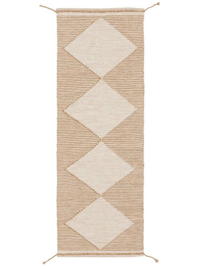 Wollteppich / Läufer Nahla 70x200 cm Beige