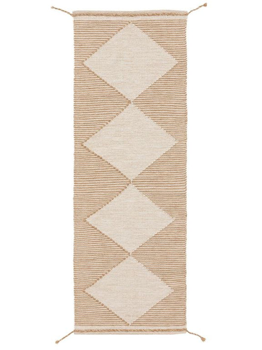 Wollteppich / Läufer Nahla 70x200 cm Beige