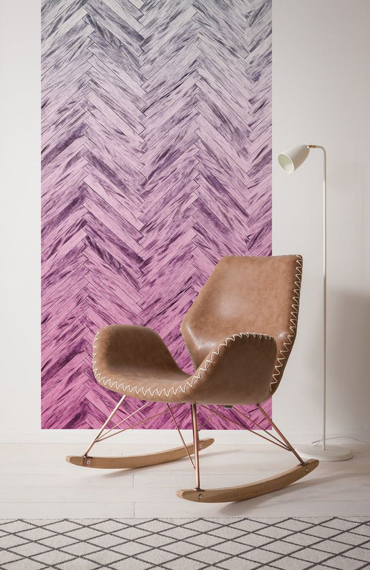 Vlies Fototapete - Herringbone Pink Panel - Größe 100 x 250 cm