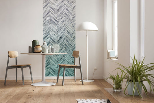 Vlies Fototapete - Herringbone Mint Panel - Größe 100 x 250 cm