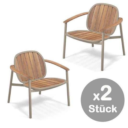 Emu Twins 2-er Set Loungesessel Taupe / Teakholz