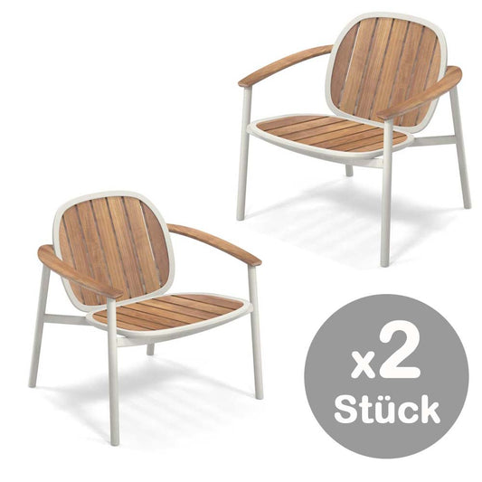 Emu Twins 2-er Set Loungesessel Weiß / Teakholz