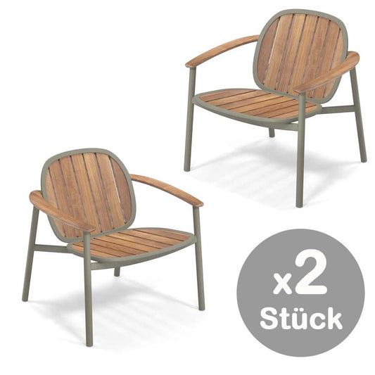 Emu Twins 2-er Set Loungesessel Grau / Teakholz