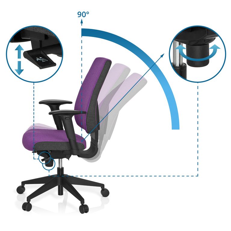 Bürostuhl, drehbar, PRO-TEC 500 Dunkelgrau / Lila - Froschkönig24