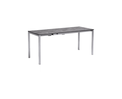 Kettler Gartenmöbelset 5-teilig, Diamond Stapelsessel, Gartentisch Cubic Ausziehtisch 140/210 x 70 cm Silber / Grau