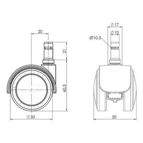 5x Hartbodenrollen ROLO FIX sitzgebremst 10mm / 50mm Zinkdruckguss - Froschkönig24