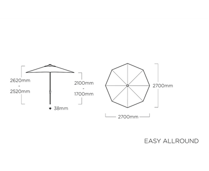 Kettler Easy Allround Sonnenschirm Ø270 cm Silber / Grau