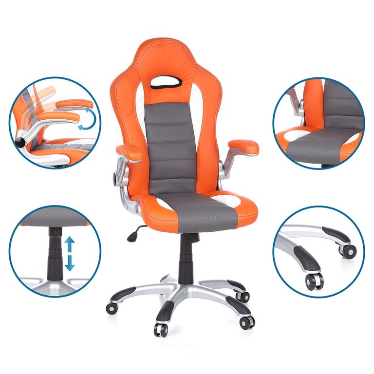 Gamingstuhl GAME SPORT Orange / Weiß - Froschkönig24