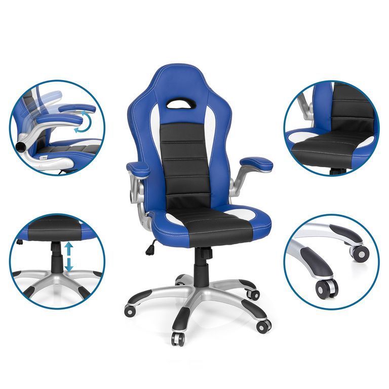 Gamingstuhl GAME SPORT Blau / Schwarz - Froschkönig24