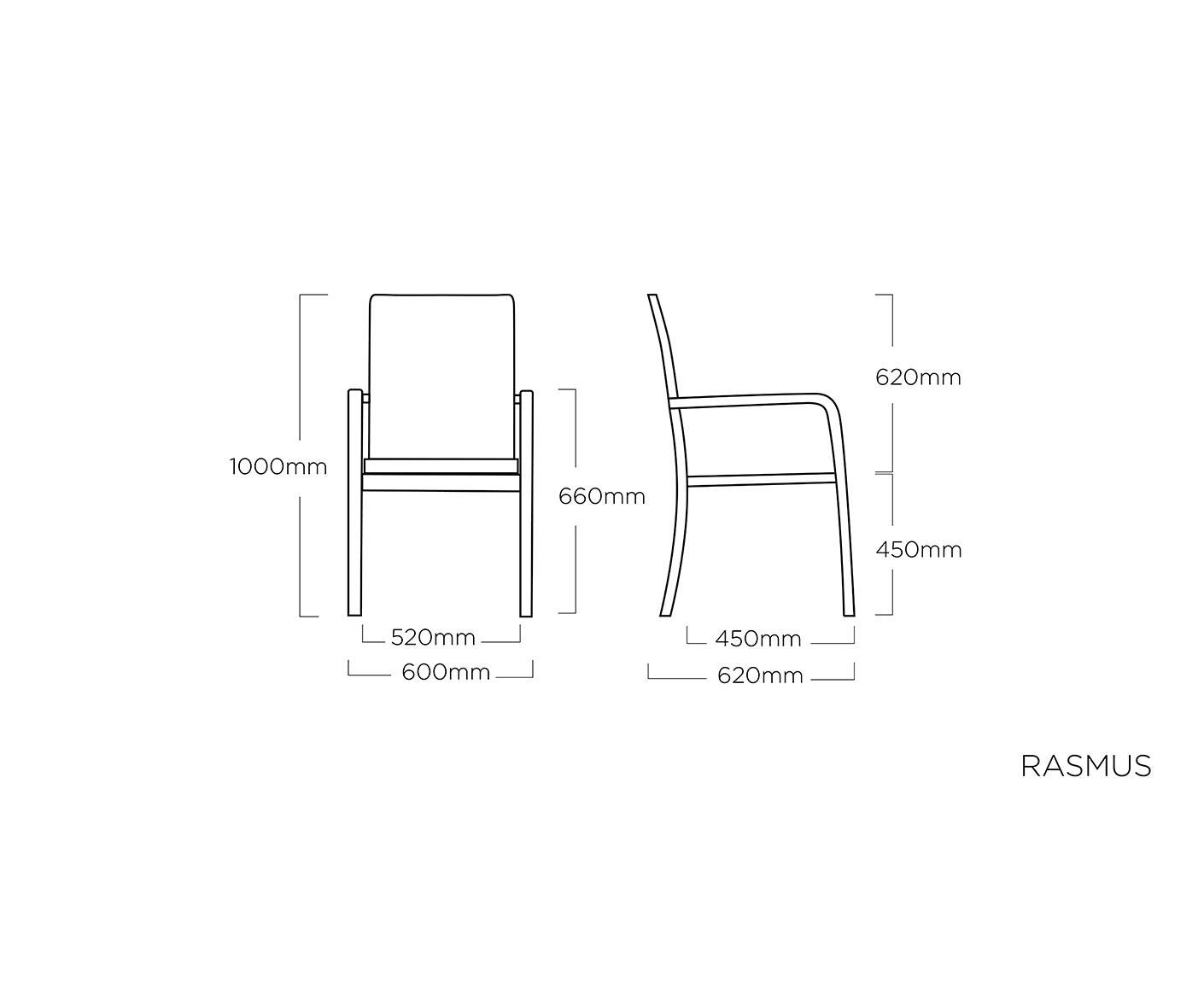 Kettler Gartenmöbelset 5-teilig, Rasmus Stapelsessel mit hoher Rückenlehne und Teakarmlehne, Cubic Gartentisch mit HPL Tischplatte in Teakoptik mit Fräsung Silber / Grau