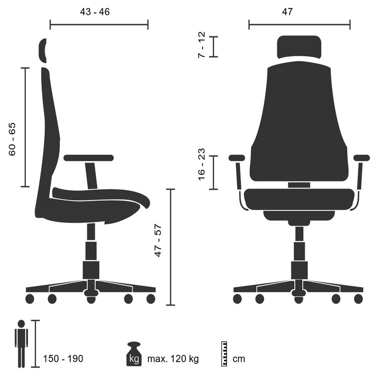 Bürostuhl, drehbar, GENIDIA PRO Leder / Schwarz - Froschkönig24