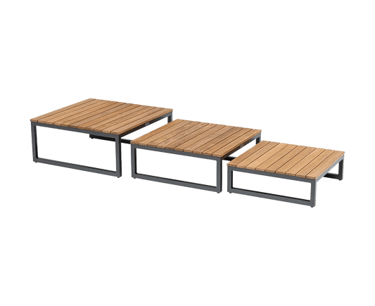 Kettler Ocean Skid Plattform Lounge Tisch 3-Set Teak / Anthrazit