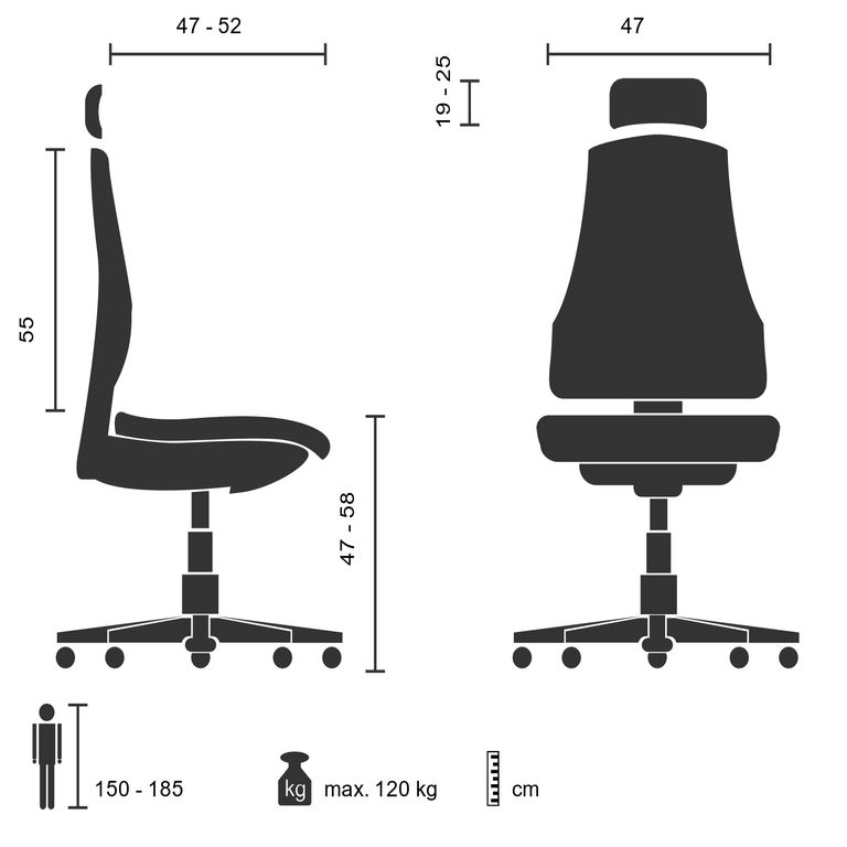 Bürostuhl ASTRA LUX Grau / Schwarz - Froschkönig24