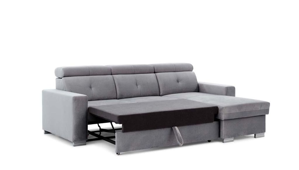 Fresia Ecksofa 247 x 176 cm Silber (Velour)