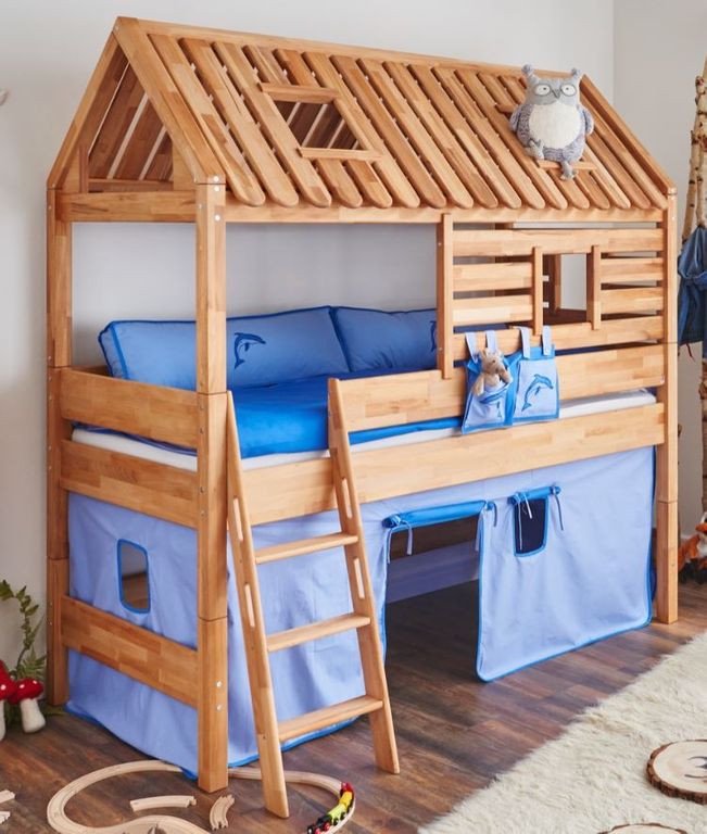 Spielbett Tom´s Hütte 20588 Stoffset Blau/Delphin - Froschkönig24