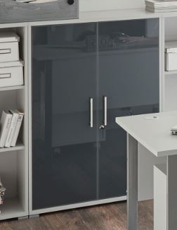 Regal Schmal Office Lux Grau Glas - Froschkönig24