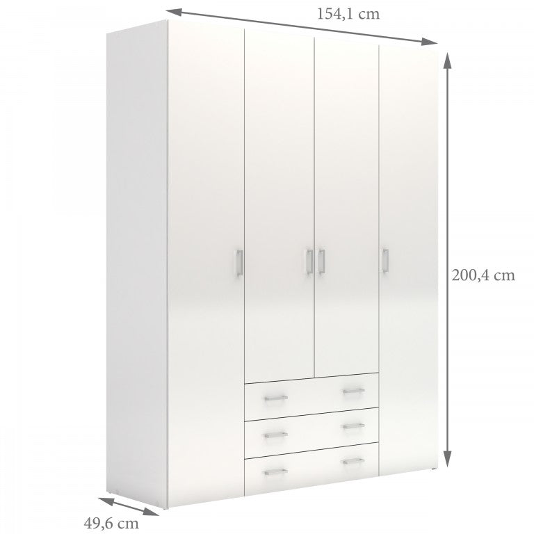 Kleiderschrank SPACE Schrank Türenschrank Weiß Hochglanz - Froschkönig24