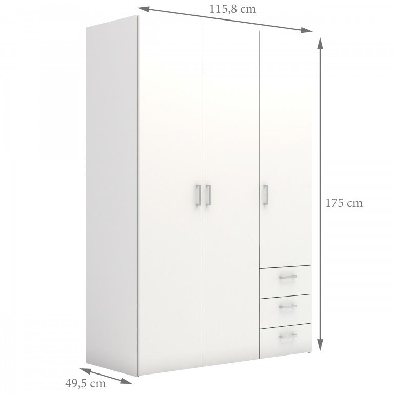 10641 Kleiderschrank SPACE Schrank Türenschrank Weiß - Froschkönig24