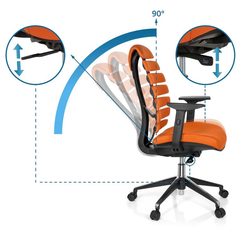 Bürostuhl, drehbar, ERGO LINE II Orange - Froschkönig24