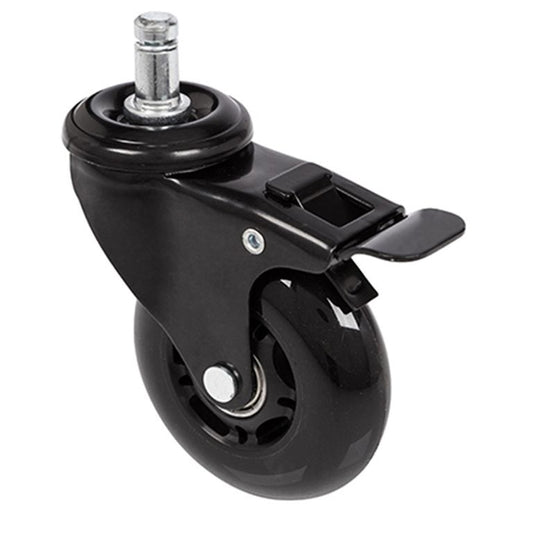 5x Hartbodenrollen ROLO SKATE 11mm / 75 mm Büro-Stuhl-Rollen inkl. Bremse Schwarz