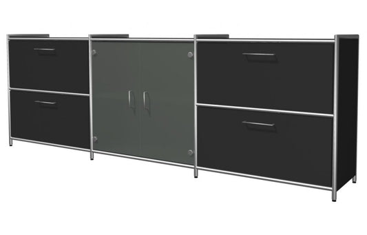 ARTLINE Sideboard Aktenschrank 2OH Büroschrank Anthrazit - Froschkönig24