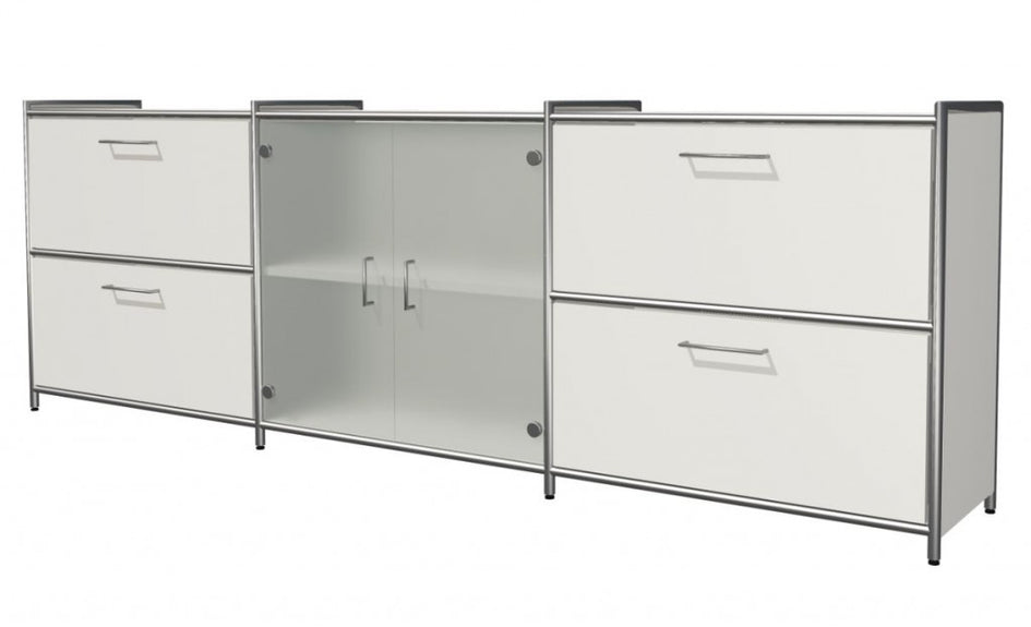 ARTLINE Sideboard Aktenschrank 2OH Büroschrank Weiß - Froschkönig24