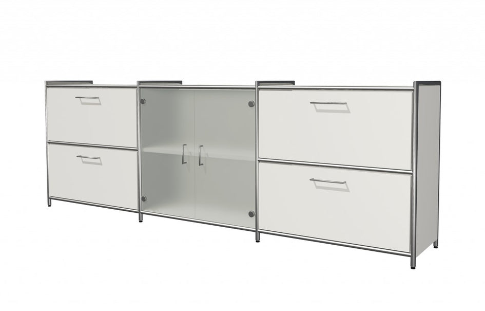 ARTLINE Sideboard Aktenschrank 2OH Büroschrank Weiß - Froschkönig24