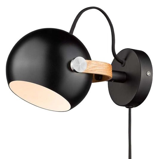 D. C Wandlampe Ø12cm G9 Schwarz / Eiche