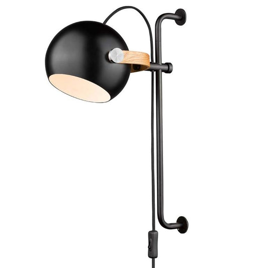 D. C Wandlampe Ø18cm E27 Schwarz / Eiche