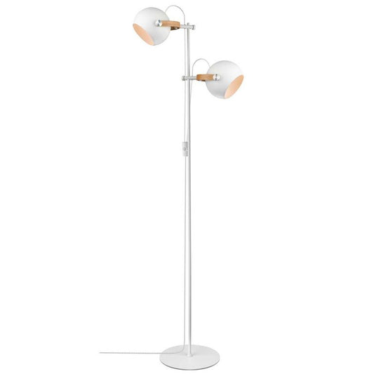 D. C Stehlampe 2-Arm Ø18cm E27 Weiß / Eiche