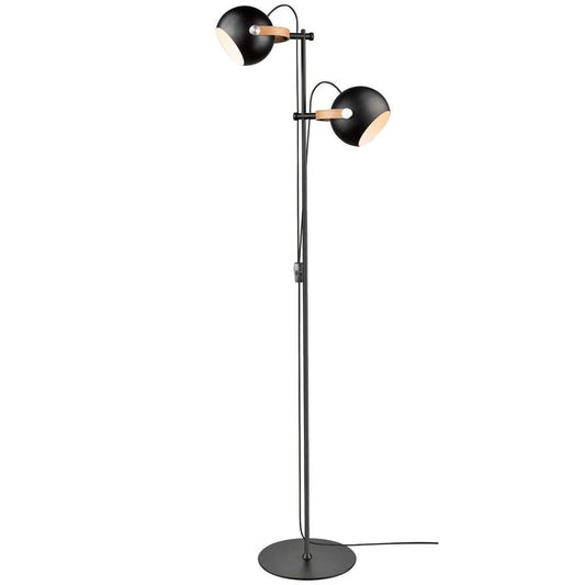 D. C Stehlampe 2-Arm Ø18cm E27 Schwarz / Eiche