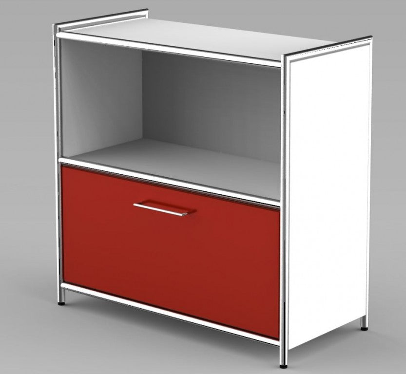 12647 ARTLINE Sideboard 2OH Aktenregal Regal Büroregal Weiß/Rot - Froschkönig24