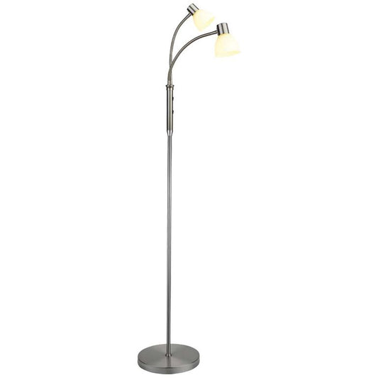 HUDSON Stehlampe LED 2-Arm GU10 Opalglas / Stahl