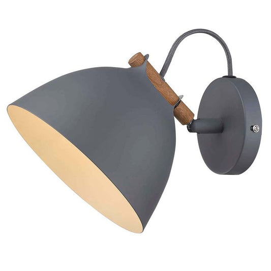 AARHUS Wandlampe Ø18 G9, Grau / Holz