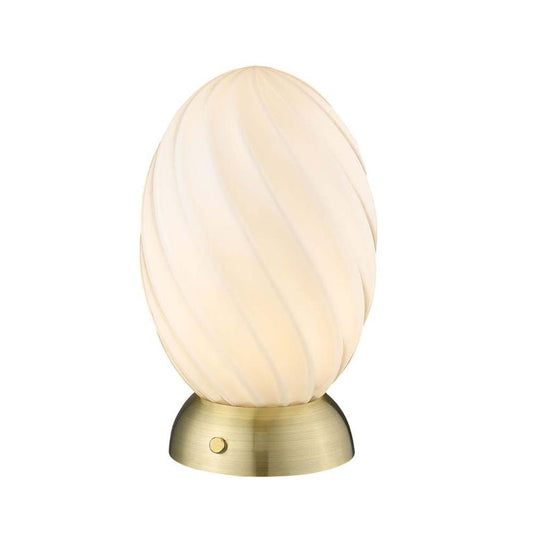 TWIST Oval Tischlampe G9 Opal  / Antik Messing