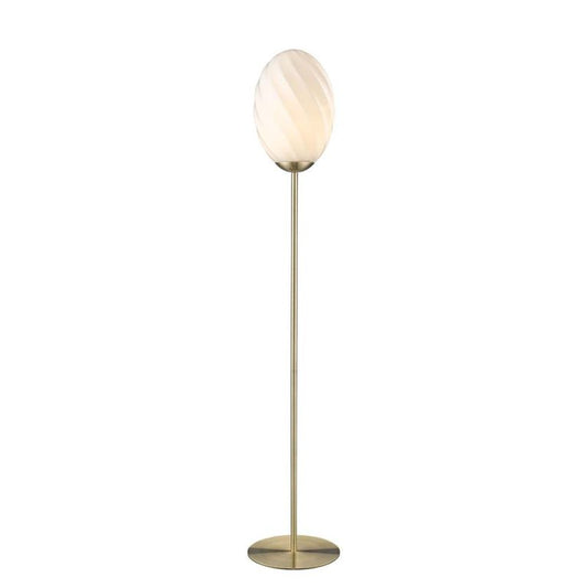 TWIST Oval Stehlampe Opal G9 Antik Messing