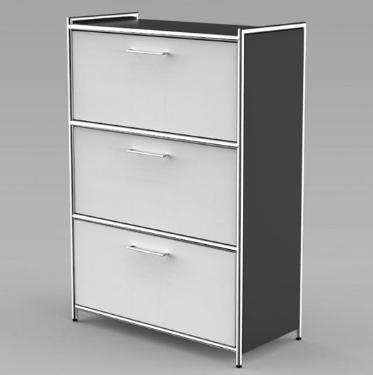 12672 ARTLINE Highboard 3OH Aktenschrank Schrank Büroschrank Büroregal Anthrazit/Weiß - Froschkönig24