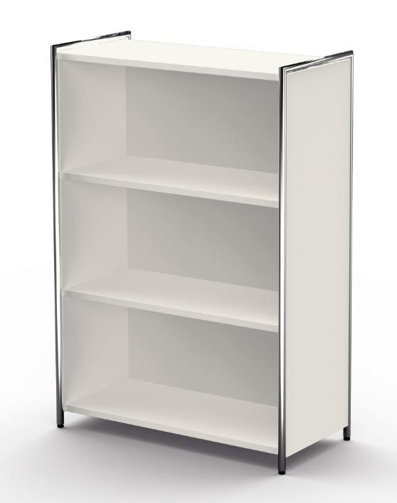 12663 ARTLINE Highboard 3OH Aktenschrank Schrank Büroschrank Büroregal Weiß/Rot - Froschkönig24